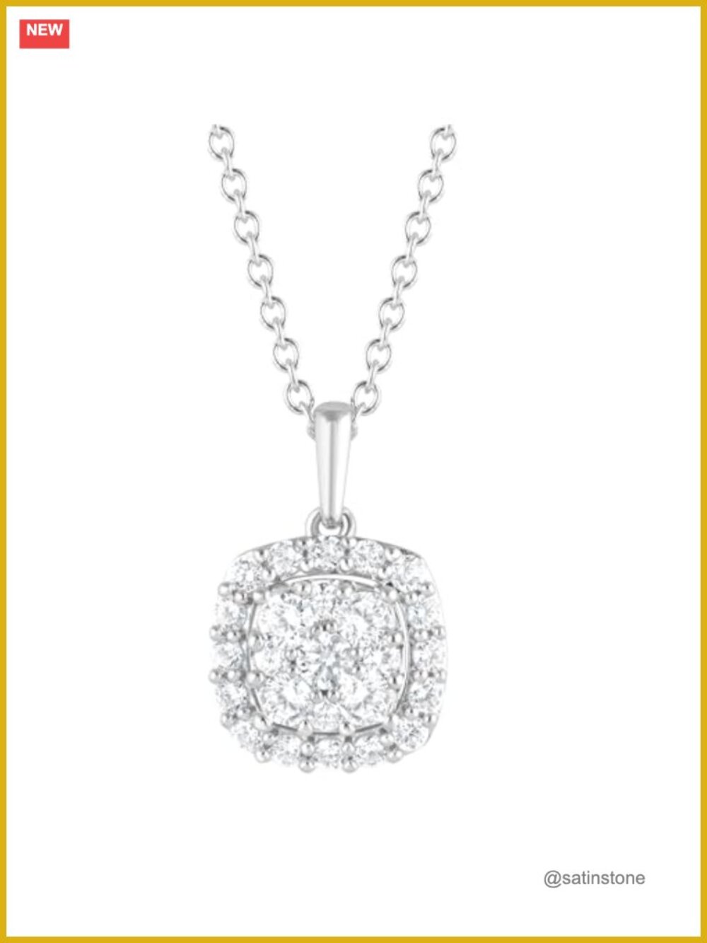 1 Carat Lab Grown Diamond Halo Pendant Necklace 925 Sterling Silver 18 Inch